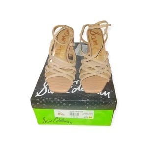 Sam Edelman Womens Daffodil Strappy Sandals Beige Ankle Strap Buckle 6.5 M New